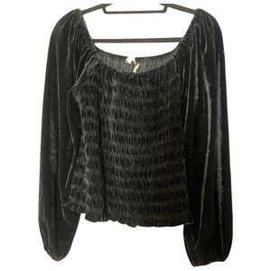 Rusched Black Velvet Top